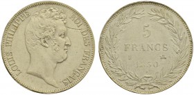 FRANCE. 
 Louis-Philippe I, 1830-1848. 5 francs 1830 B, Rouen. Type sans le I. Epreuve en carton / Cardboard pattern. Maz. -. Carton. 2.90 g.
 SUP-F...