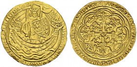GREAT BRITAIN. 
 Edward III, 1327-1377. Noble ND (1356-1361), London. Spink 1490; Fr. 89. AU. 7.48 g.
 XF