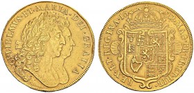 GREAT BRITAIN. 
 William and Mary, 1668-1694. 5 Guinea 1692. Obv. GVLIELMVS ET MARIA DEI GRATIA. Cojoined busts right. Rev. MAG BR FR ET HIB REX ET R...
