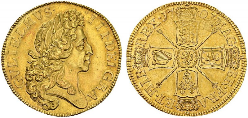 GREAT BRITAIN. 
 William III, 1694-1702. 5 Guinea 1701. Obv. GVLIELMVS III DEI ...