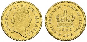 GREAT BRITAIN. 
 George III, 1760-1820. 1/3 Guinea 1802. Spink 3739; KM 648. AU. 2.79 g.
 Nice AU