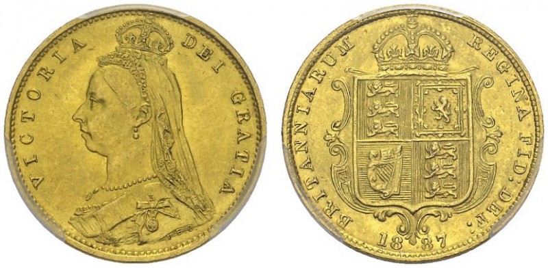 GREAT BRITAIN. 
 Victoria, 1837-1901. 1/2 Sovereign 1887. Spink 3869; KM 766. A...
