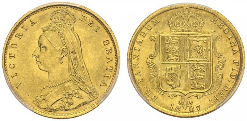 GREAT BRITAIN. 
 Victoria, 1837-1901. 1/2 Sovereign 1887. Spink 3869; KM 766. A...