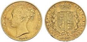 GREAT BRITAIN. 
 Victoria, 1837-1901. Sovereign 1841. Spink 3852; KM 736. AU. 7.96 g.
 XF
 Key date for the type.