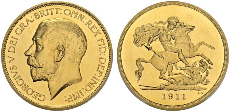 GREAT BRITAIN. 
 George V, 1910-1936. 5 £ 1911. Obv. GEORGIVS V DEI GRA BRITT O...