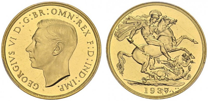 GREAT BRITAIN. 
 George VI, 1936-1952. 2 £ 1937. Spink 4075; KM 860. AU. 16.05 ...