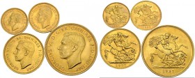 GREAT BRITAIN. 
 George VI, 1936-1952. Lot of 4 coins : 1/2, 1, 2, 5 £ 1937. Total (4). Spink 4077 & 4076 & 4075 & 4074; KM 858 & 859 & 860 & 861. AU...