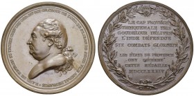 INDIA. 
 French East India Company, 1664-1795. Bronze medal 1784, by Dupré. Vice-Admiral Pierre André de Suffren; The Capture of Trincomalee. Obverse...