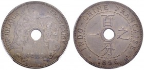 INDOCHINA. 
 Colonie française, 1887-1954. Cent 1896. ESSAI matte proof, without mint letter and mintmark. Without the Paris mintmark. Engraved by Du...