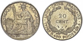 INDOCHINA. 
 Colonie française, 1887-1954. 20 Cent 19(31) A, Paris. Pattern in silvered bronze, incomplete date. Medal die axis. The only example cer...