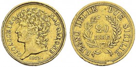 ITALY. Napoli. 
 Gioacchino Murat, 1808-1815. 20 Lire 1813. KM 112; Fr. 860. AU. 6.44 g.
 XF