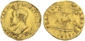 ITALY. Parma. 
 Ranuccio I Farnese, 1592-1622. 2 Doppie 1615. KM 35; Fr. 907. AU. 13.07 g.
 XF