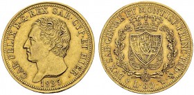 ITALY. Sardegna. 
 Carlo Felice, 1821-1831. 80 Lire 1825 L, Torino. KM 108.1; Fr. 1132. AU. 25.77 g. 14'000 ex.
 AU