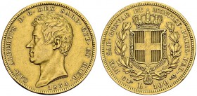 ITALY. Sardegna. 
 Carlo Alberto, 1831-1849. 100 Lire 1834 P, Torino. KM 117.2; Fr. 1138. AU. 32.13 g.
 VF