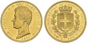 ITALY. Sardegna. 
 Carlo Alberto, 1831-1849. 100 Lire 1835 P, Torino. KM 117.2; Fr. 1138. AU. 32.24 g.
 AU