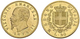 ITALY 
 Vittorio Emanuele II, 1861-1878. 20 Lire 1878 R, Roma. KM 10.2; Fr. 12. AU. 6.43 g.
 Nice UNC