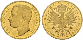 ITALY 
 Vittorio Emanuele III, 1900-1946. 100 Lire 1905 R, Roma. KM 39; Fr. 22. AU. 32.23 g. 1012 ex.
 PCGS MS 61