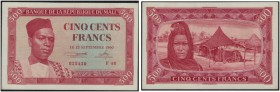 MALI. 
 Banque de la République du Mali. 500 Francs, 22 septembre 1960. Pick 3.
 UNC