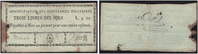 MONACO. 
 Administration des subsistances militaires. 3 Livres 10 Sols ND (1793). Signature Voliver/ Castel. RRR
 XF