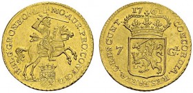 NETHERLANDS. Groningen and Ommeland. 
 United provinces, 1581-1795. 7 Gulden 1761. KM 60; Fr. 245. AU. 4.96 g.
 AU cleaned