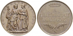 POLAND. 
 Nicholas I, 1825-1855. Bronze medal 1831, by Barre. Polish emigration in France. Obv. TU NE MOURRAS PAS. France supporting Poland. Rev. A L...