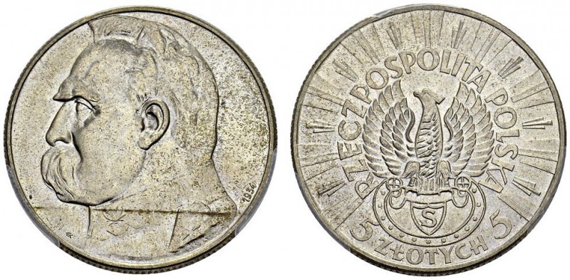 POLAND. 
 Republic, 1918-1939. 5 Zlotych 1934. Rifle corps. KM 25. AR. 11.00 g....
