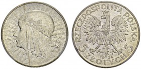 POLAND. 
 Republic, 1918-1939. 5 Zlotych 1934. Queen. KM 21. AR. 11.00 g.
 PCGS MS 64+