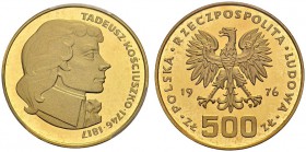 POLAND. 
 People's Republic, 1944-1989. 500 Zloty 1976. Tadeusz Kosciuszko. KM 83; Fr. 117. AU. 29.90 g. 2318 ex. R
 PCGS PR 69 DCAM