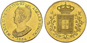PORTUGAL. 
 Maria II, 1834-1853. Peca (6400 Reis) 1834, Lisboa. Gomes 19.01; KM 405. AU. 14.30 g.
 Nice AU