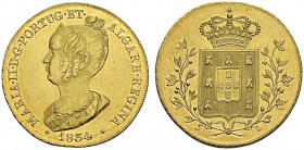 PORTUGAL. 
 Maria II, 1834-1853. Peca (6400 Reis) 1834, Lisboa. Gomes 19.01; KM 405. AU. 14.34 g.
 Nice AU