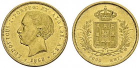 PORTUGAL. 
 Luis I, 1861-1889. 5000 Reis 1862, Lisboa. Gomes 15.01; KM 508. AU. 8.85 g.
 AU