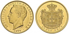 PORTUGAL. 
 Luis I, 1861-1889. 10'000 Reis 1879, Lisboa. Gomes 17.02; KM 520. AU. 17.78 g.
 Nice AU