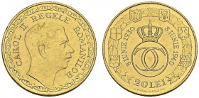 ROMANIA. 
 Carol II, 1930-1940. 20 Lei 1940. Gilt bronze pattern. Obv. Head right in a frieze. Rev. Crowned double C in a circle, within a wreath. KM...