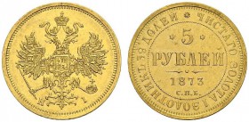 RUSSIA. 
 Alexander II, 1855-1881. 5 Rubles 1873 C ПБ HI , Saint Petersburg. KM B26; Fr. 163. AU. 6.50 g.
 AU cleaning