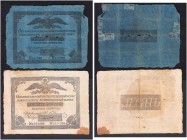 RUSSIA. 
 State Assignats. Lot of 2 banknotes : 5 Roubles 1841, 10 Roubles 1819. Total (2). P.A17 & A18.
 G missing part and repaired & F