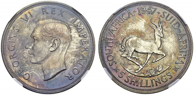SOUTH AFRICA. 
 George VI, 1936-1952. 5 Shilling 1947. KM 31. AR. 28.28 g.
 NG...