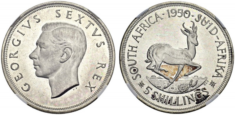 SOUTH AFRICA. 
 George VI, 1936-1952. 5 Shilling 1950. KM 40.1. AR. 28.28 g. R...
