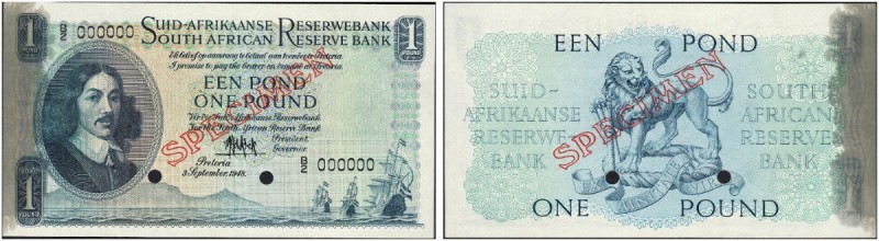 SOUTH AFRICA. 
 South African Reserve Bank. 1 Pound 03 3 September 1948. Specim...