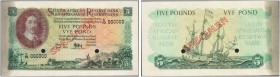SOUTH AFRICA. 
 South African Reserve Bank. 5 Pounds 03 April 1950. Specimen. Serial number C/10 000000. Red overprint ''SPECIMEN'' on face and back....