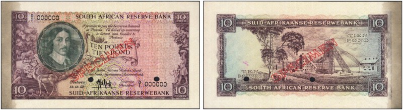 SOUTH AFRICA. 
 South African Reserve Bank. 10 Pounds 18 December 1952. Specime...