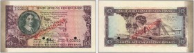 SOUTH AFRICA. 
 South African Reserve Bank. 10 Pounds 18 December 1952. Specimen. Serial number D/1 000000. Red overprint ''SPECIMEN'' on face and ba...