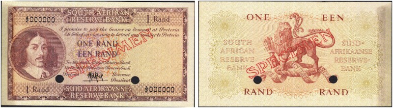 SOUTH AFRICA. 
 South African Reserve Bank. 1 Rand ND (1961). Specimen. Serial ...