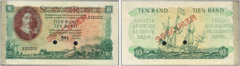 SOUTH AFRICA. 
 South African Reserve Bank. 10 Rand ND (1961). Specimen. Serial...