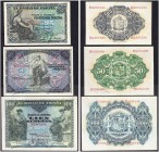 SPAIN. 
 El Banco de España. Lot of 3 banknotes : 25 and 50 Pesetas 24 Septiembre 1906, 100 Pesetas 30 Junio 1906. Total (3). Pick 58 & 59 & 57.
 VF...
