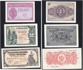 SPAIN. 
 El Banco de España. Lot of 3 banknotes : 5 Pesetas 18 Julio 1937, 1 and 2 Pesetas 12 Octubre 1937. Total (3). Pick 106 & 104 & 105.
 XF & V...