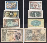 SPAIN. 
 El Banco de España. Lot of 4 banknotes : 1 Peseta 01 Junio 1940, 1 and 5 Pesetas 04 Septiembre 1940, 500 Pesetas 21 Octubre 1940. Total (4)....