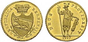 Bern. 
 1/2 Duplone 1797. HMZ 2-216; Fr. 188. AU. 3.83 g.
 UNC