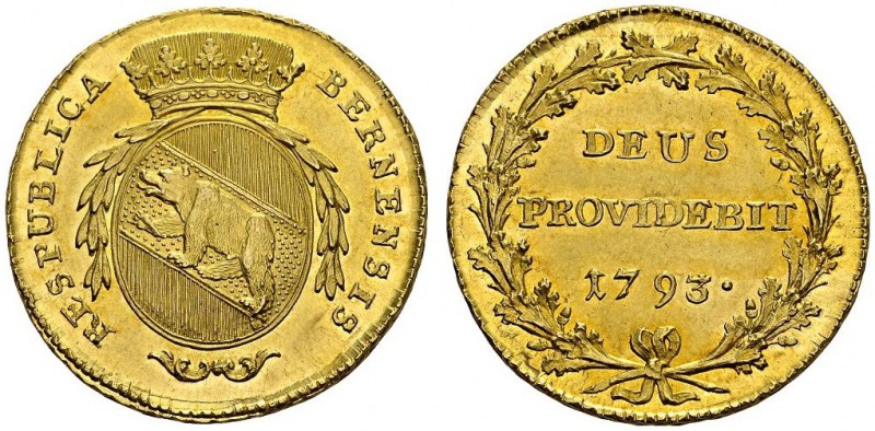Bern. 
 Double Doublon 1793. HMZ 2-211a; Fr. 181. AU. 15.26 g.
 UNC