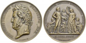 Genève / Genf. 
 Médaille gravée par Antoine Bovy. Médaille en bronze 1834. Ecole de peinture d'Espagne. Av. LUDOVICUS PHILIPPUS I FRANCORUM REX. Têt...