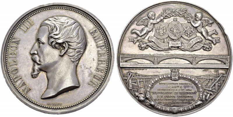 Genève / Genf. 
 Médaille gravée par Antoine Bovy. Médaille en argent 1854. Pon...